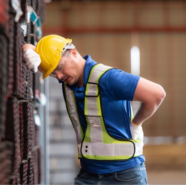 Warehouse worker experiencing a back injury
